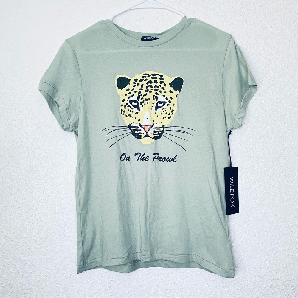 🍓 Wildfox NEW On The Prowl Leopard Keke Boho Graphic Tee XS